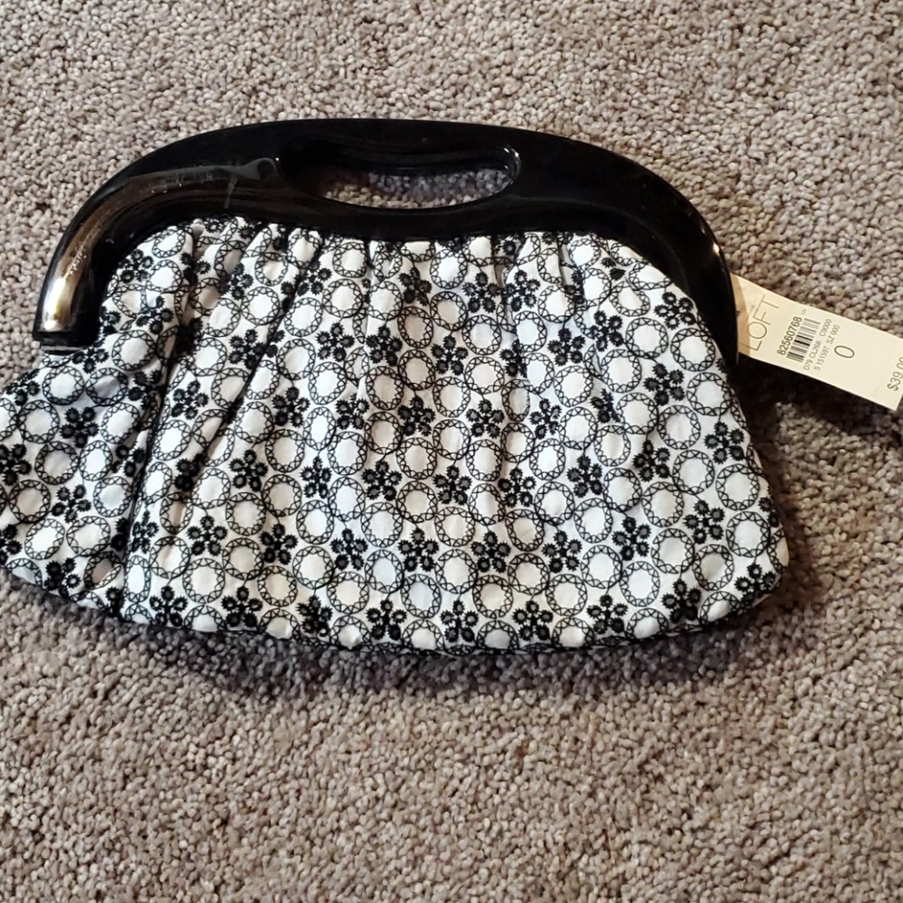 ANNE taylor LOFT black and white clutch
